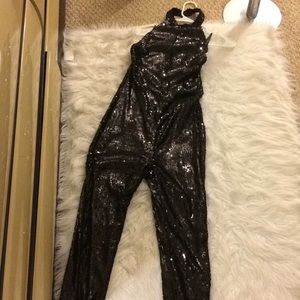 Fashion nova black sequin one piece jumpsuit